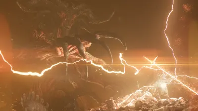 Official Lord of Hatred cinematic still: Mephisto confronting the Paladin